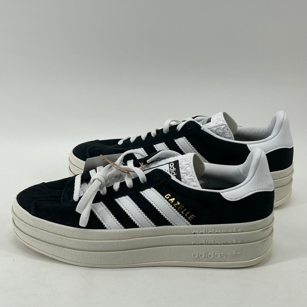 Adidas Gazelle Bold Sneakers Womens 6.5 Black White Platform HQ6912 New Tag